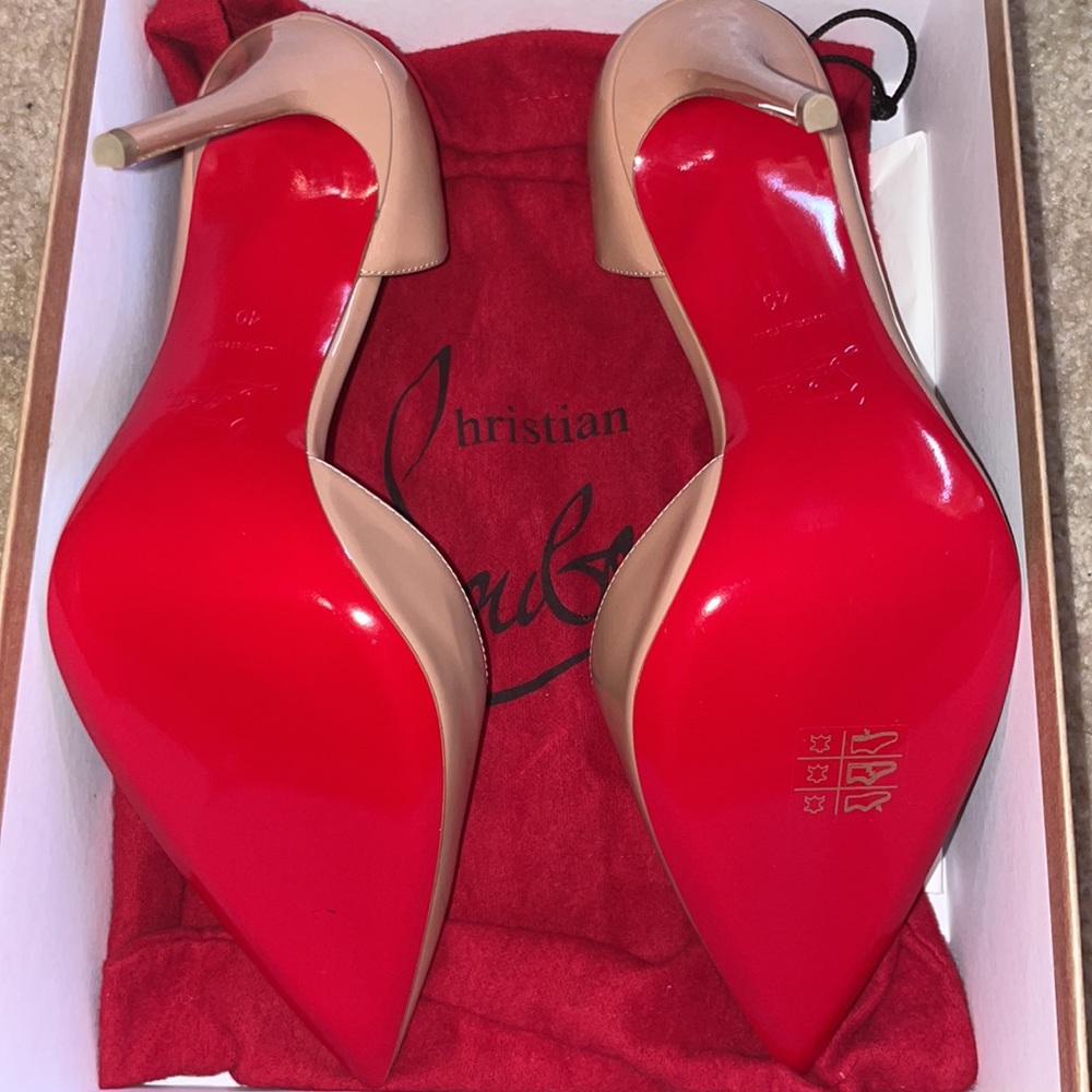 Iriza Patent 100mm Half-d'Orsay Red Sole High-Heel Pumps - Picture 2 of 5